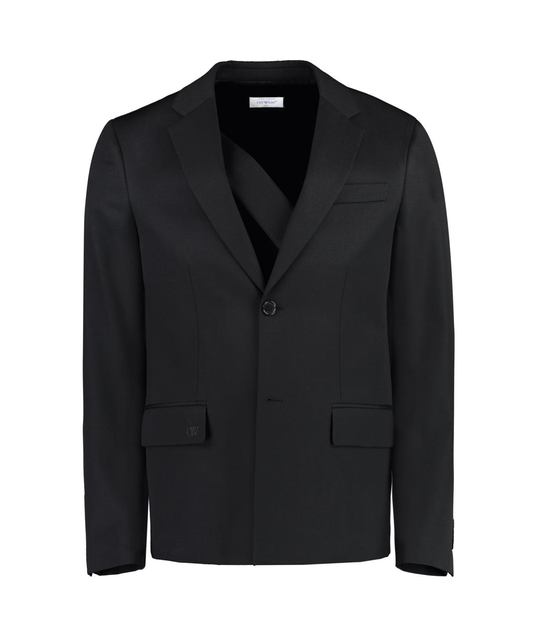 OFF-WHITE Черный шерстяной пиджак, фото 1
