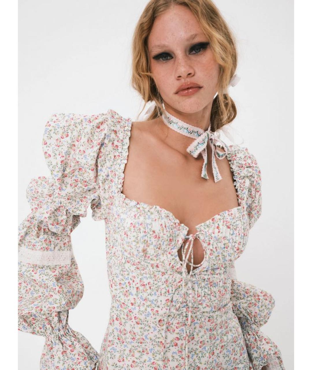 FOR LOVE AND LEMONS Мульти хлопковое повседневное платье, фото 3