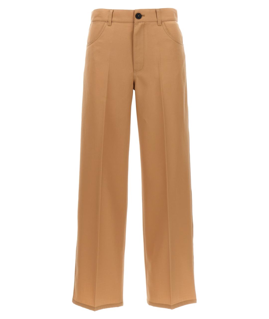 JIL SANDER Бежевые шерстяные брюки широкие, фото 1