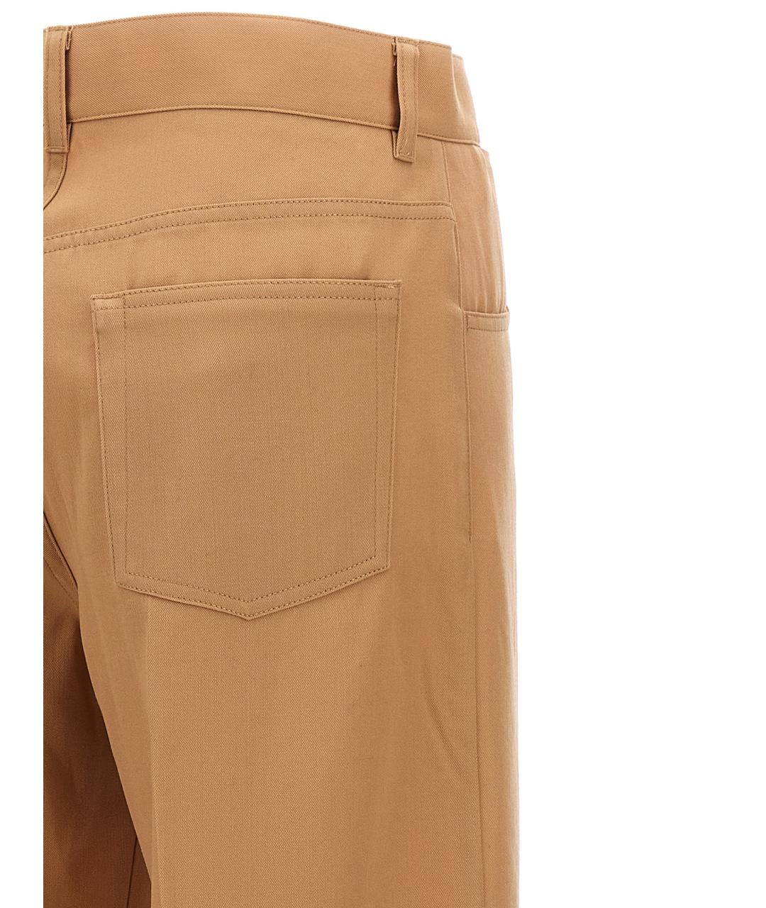 JIL SANDER Бежевые шерстяные брюки широкие, фото 4