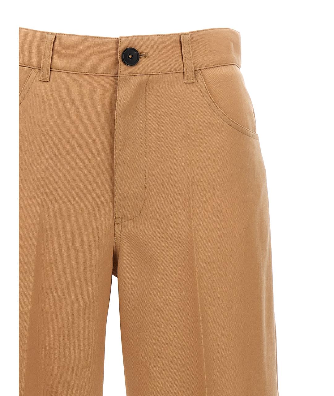 JIL SANDER Бежевые шерстяные брюки широкие, фото 3