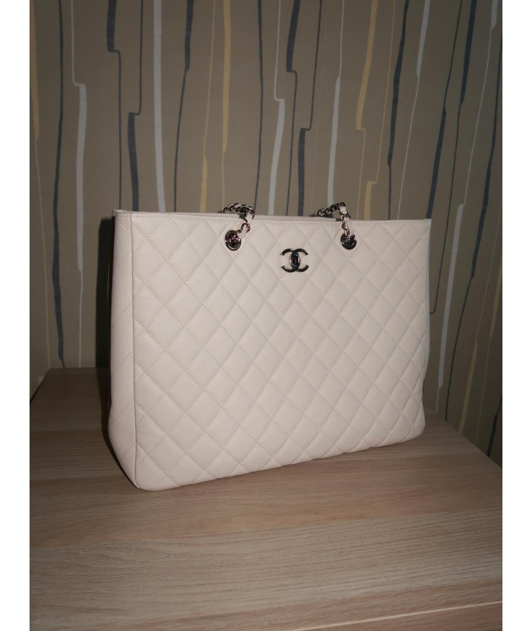 CHANEL Бежевая кожаная сумка тоут, фото 2