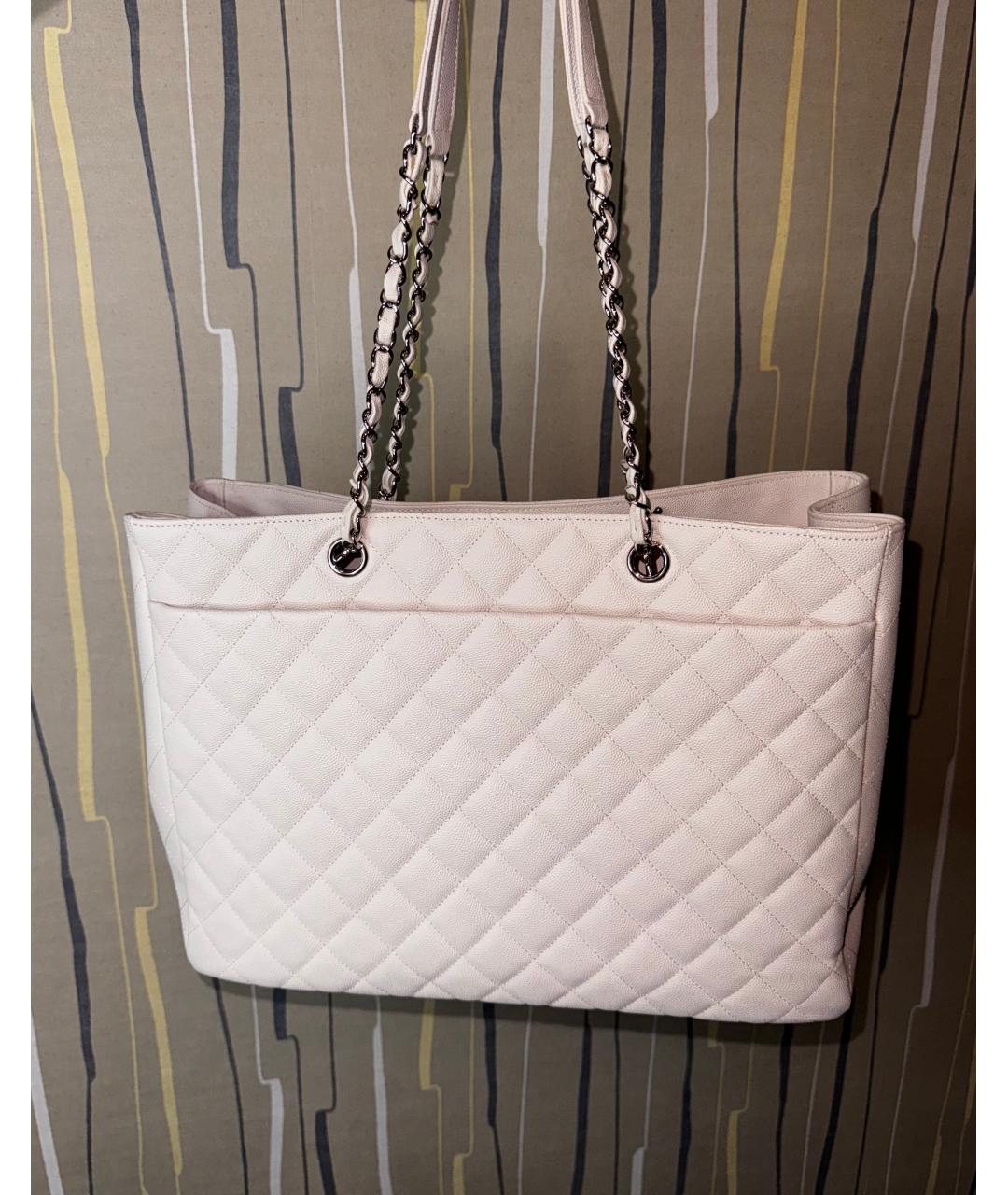 CHANEL Бежевая кожаная сумка тоут, фото 3