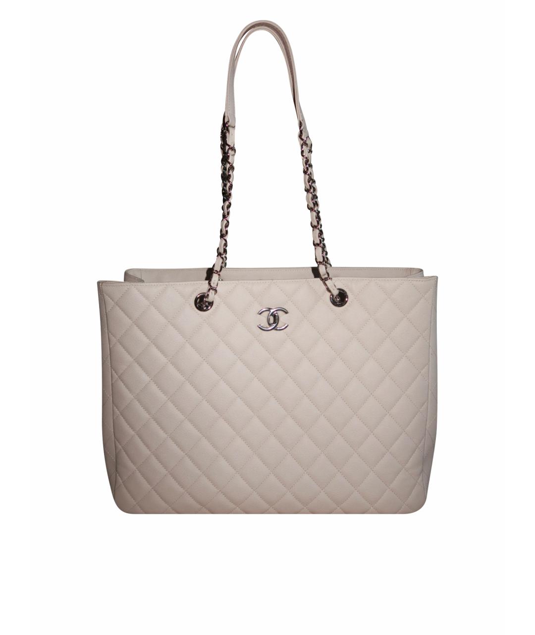 CHANEL Бежевая кожаная сумка тоут, фото 1