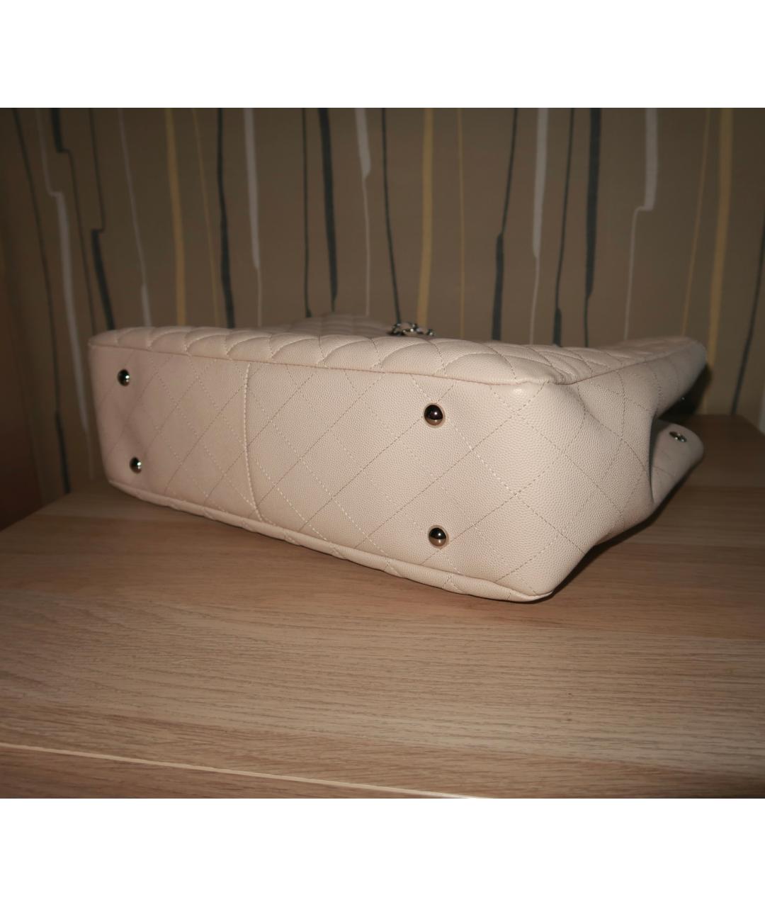 CHANEL Бежевая кожаная сумка тоут, фото 7
