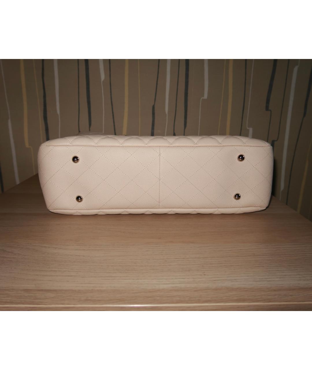 CHANEL Бежевая кожаная сумка тоут, фото 8