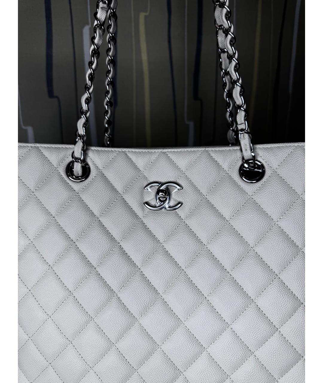 CHANEL Бежевая кожаная сумка тоут, фото 5