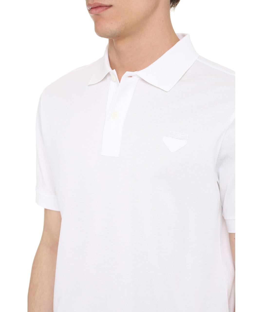 PRADA Белое хлопковое поло с коротким рукавом, фото 5
