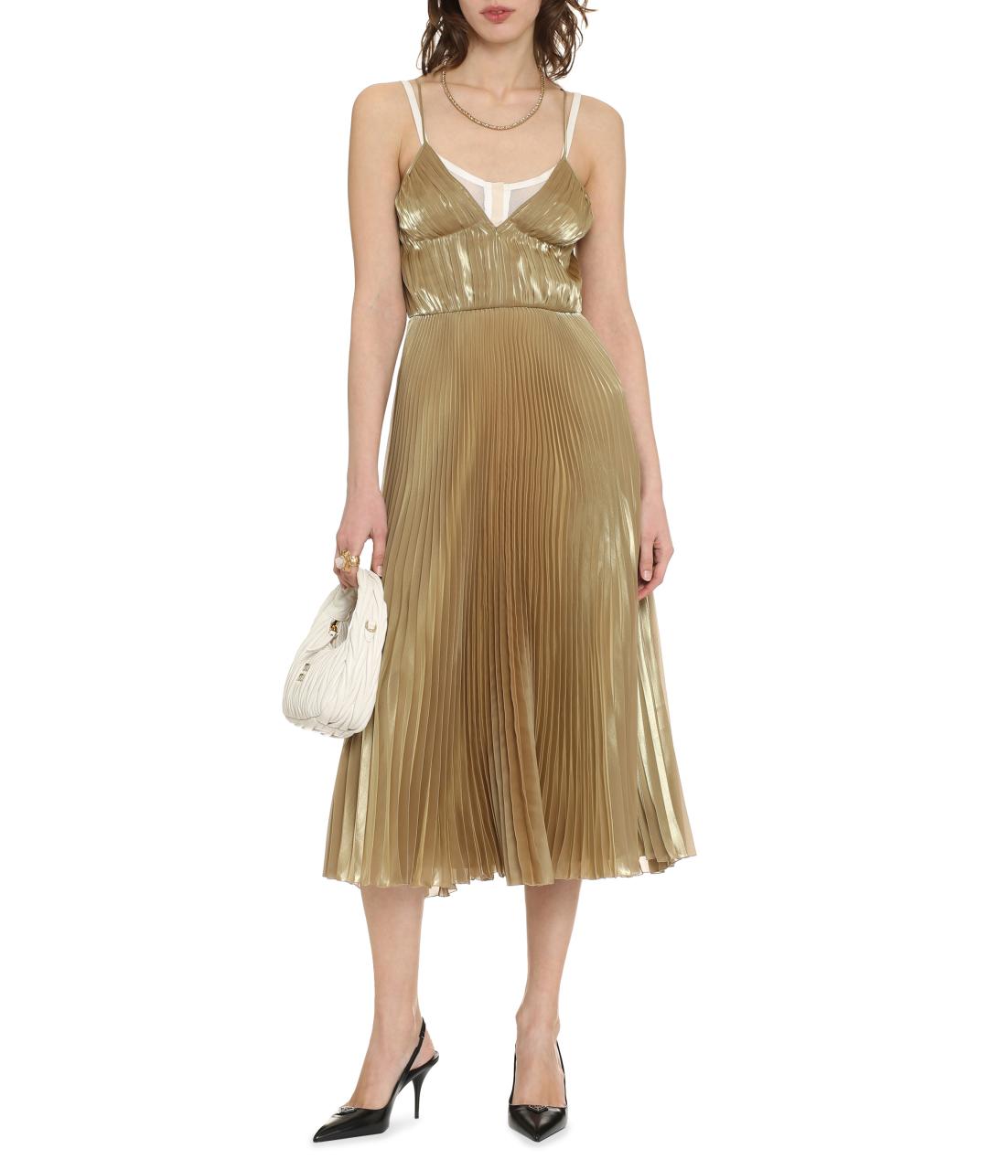 PRADA Золотое полиэстеровое платье, фото 3