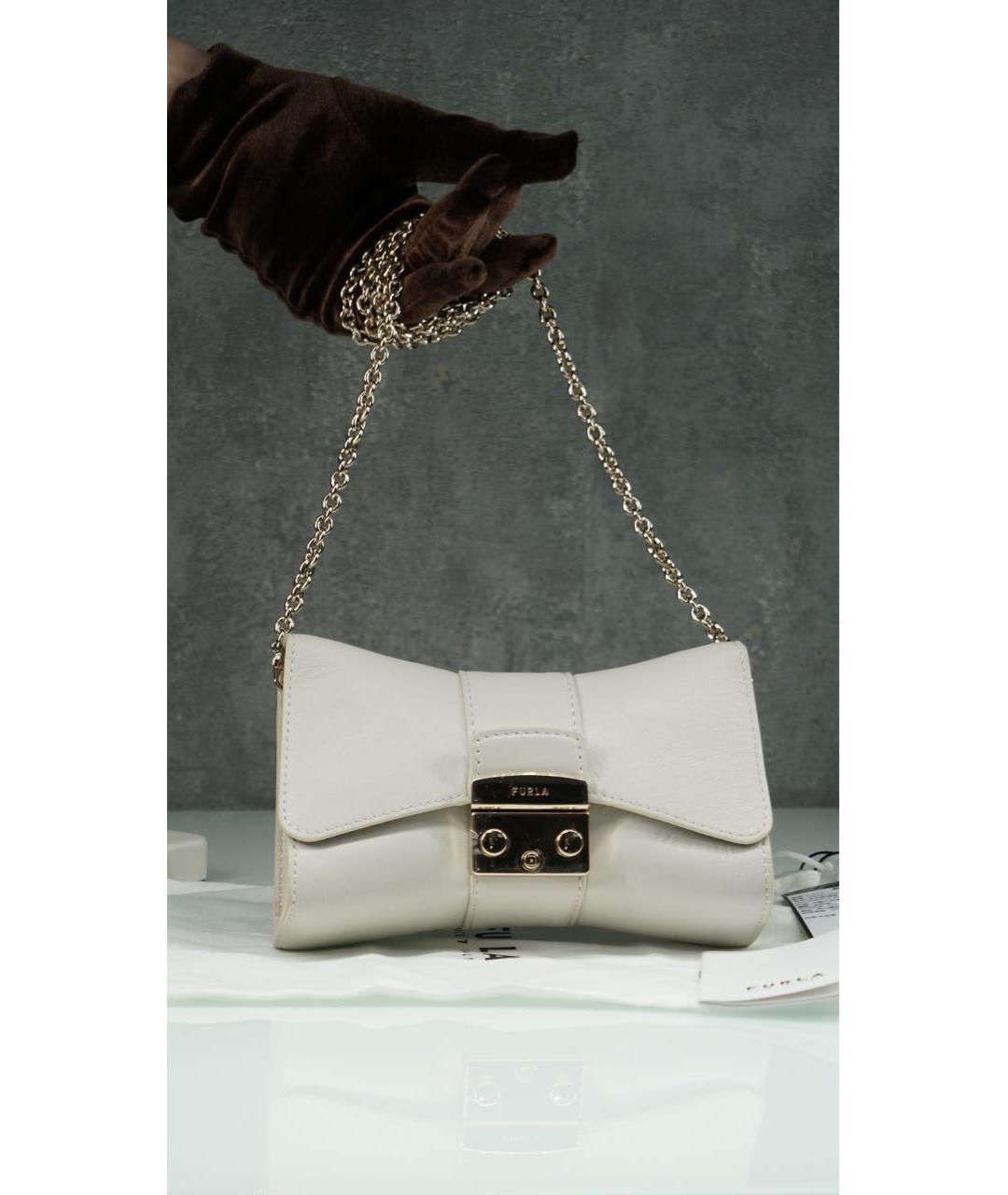 FURLA Белая кожаная сумка через плечо, фото 7