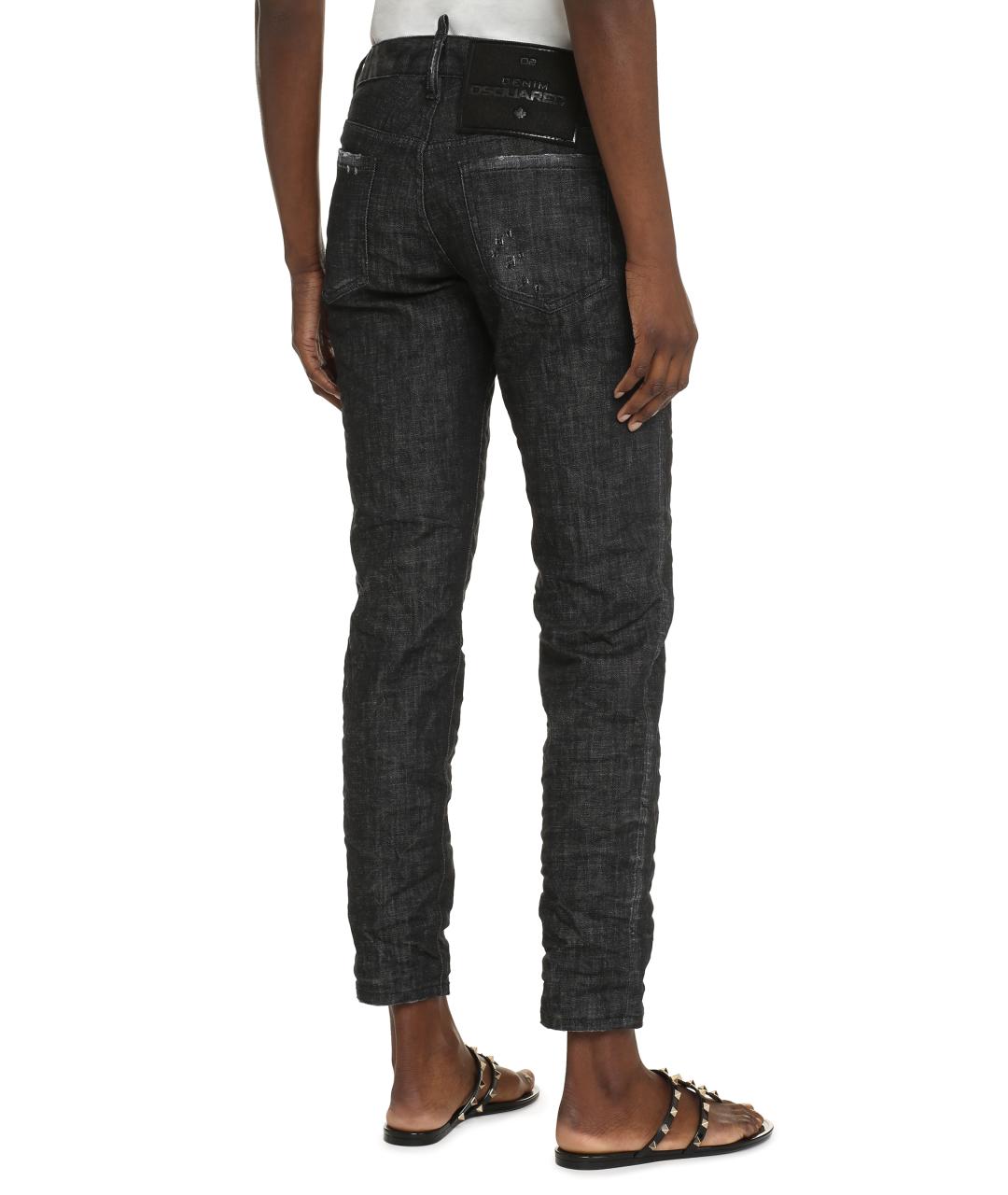 DSQUARED2 Черные хлопко-эластановые джинсы слим, фото 4