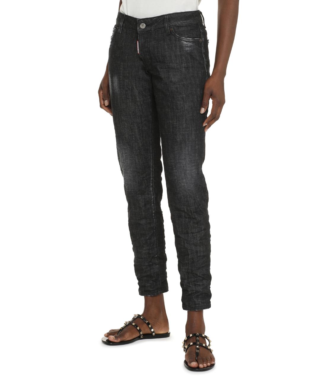 DSQUARED2 Черные хлопко-эластановые джинсы слим, фото 3