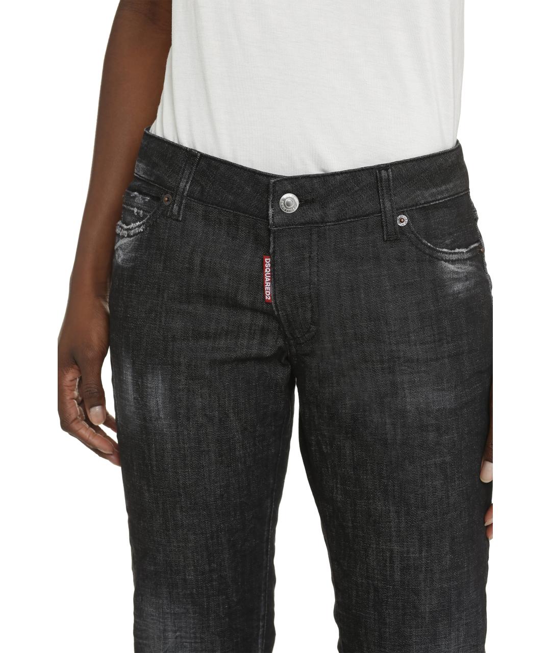 DSQUARED2 Черные хлопко-эластановые джинсы слим, фото 5