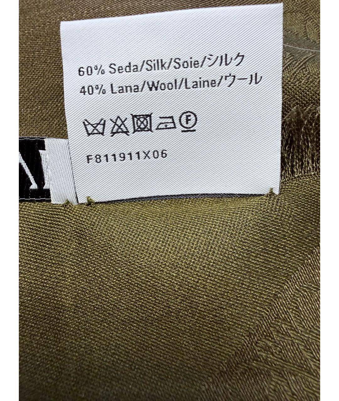 LOEWE Хаки шерстяной платок, фото 6