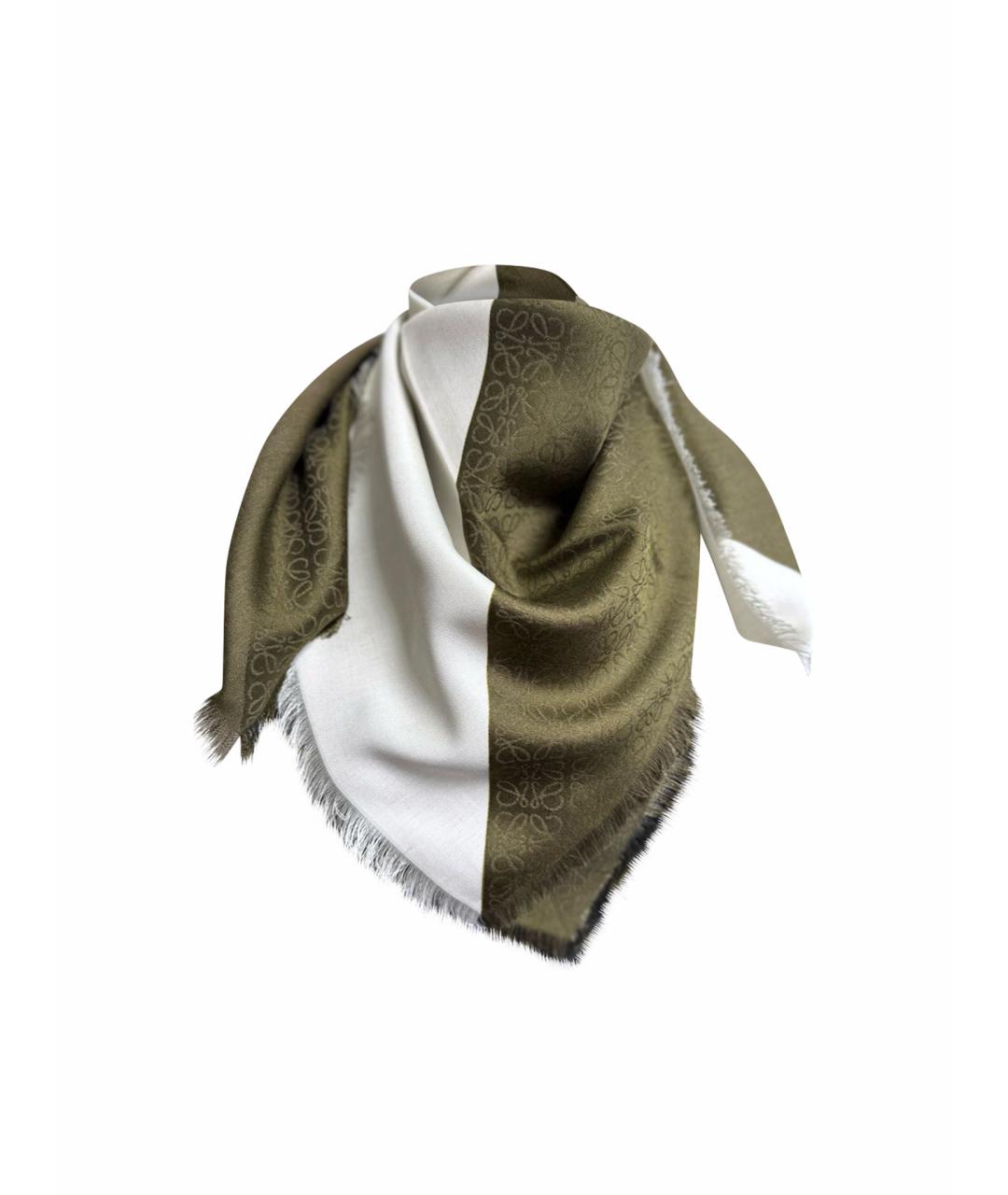 LOEWE Хаки шерстяной платок, фото 1