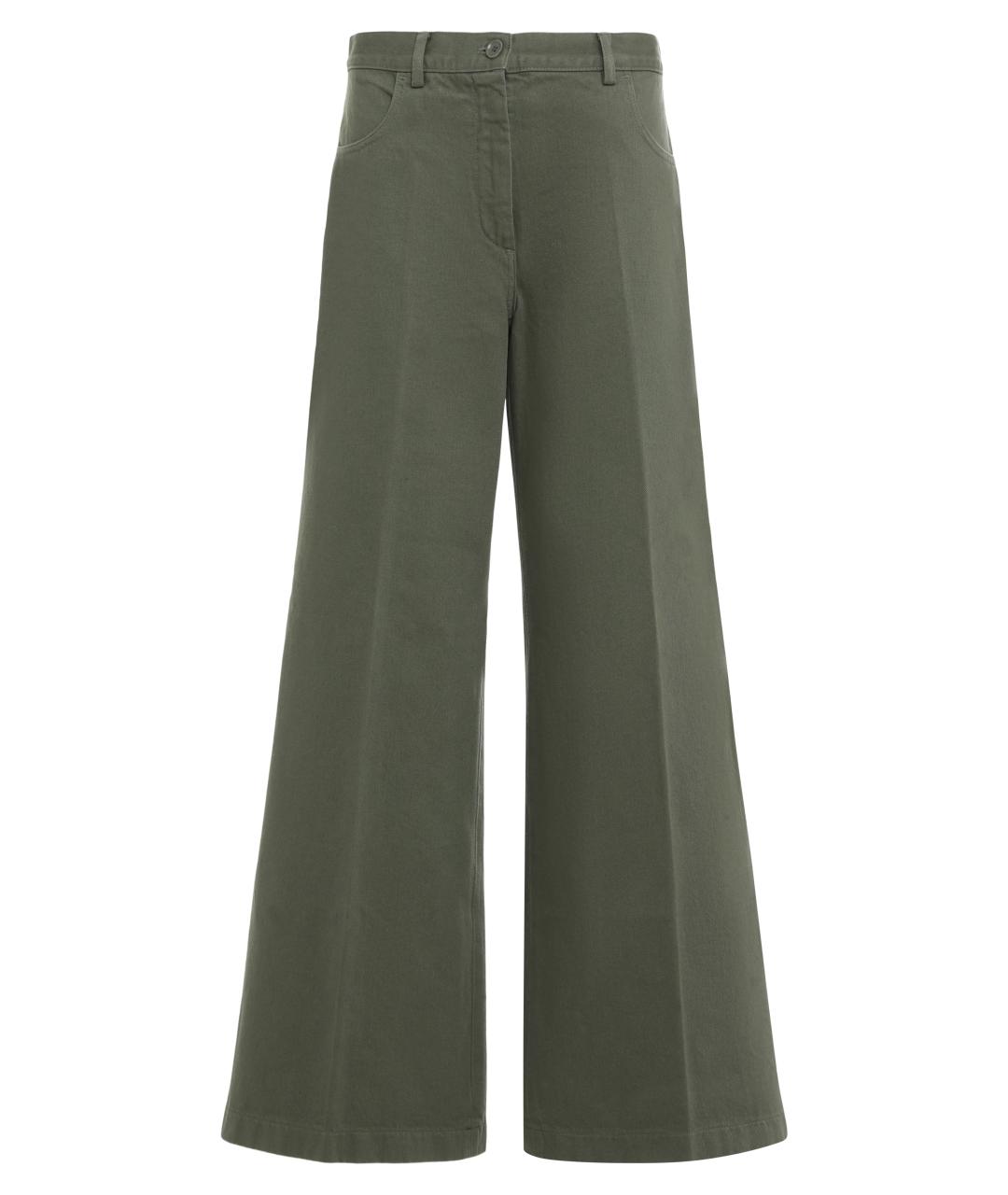 ASPESI Зеленые хлопковые брюки широкие, фото 1