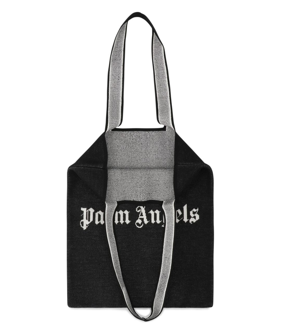 PALM ANGELS Черная тканевая сумка тоут, фото 3
