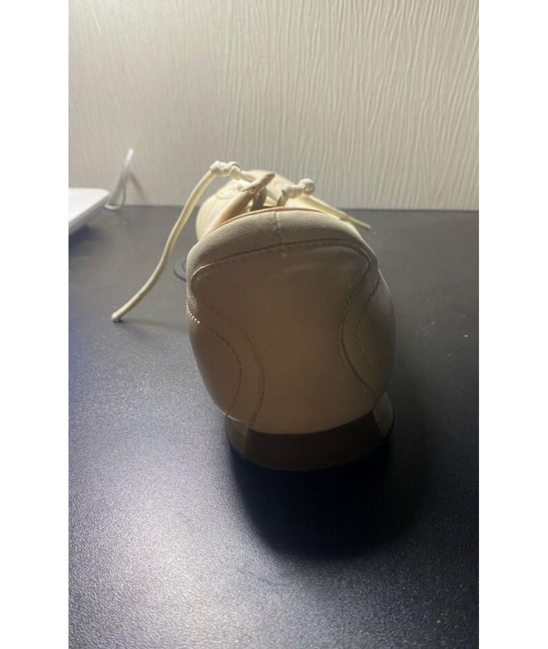 PRADA Белые кожаные низкие кроссовки / кеды, фото 8