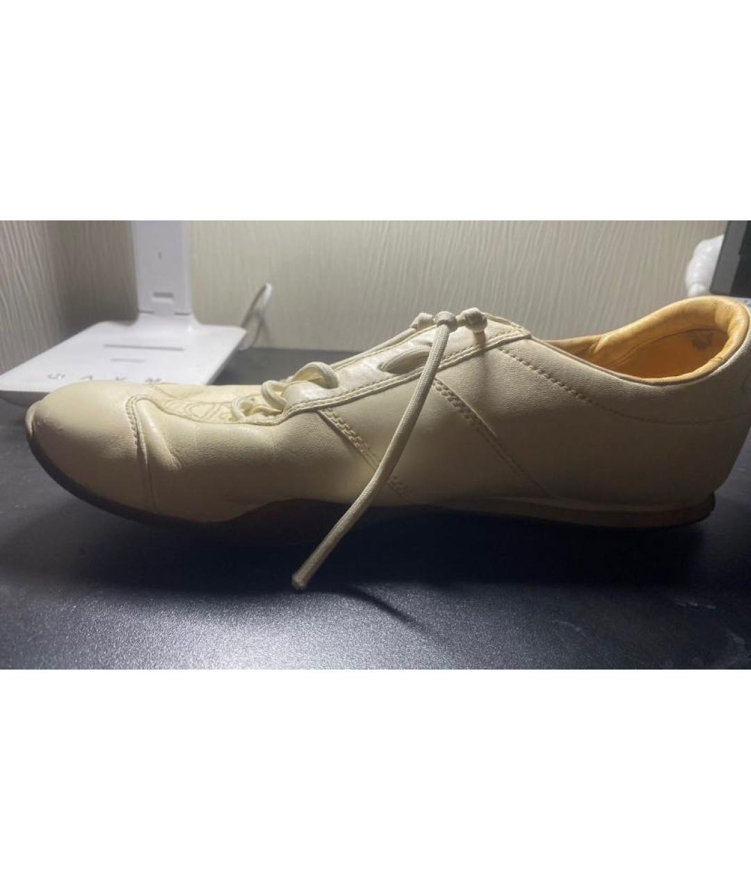 PRADA Белые кожаные низкие кроссовки / кеды, фото 7