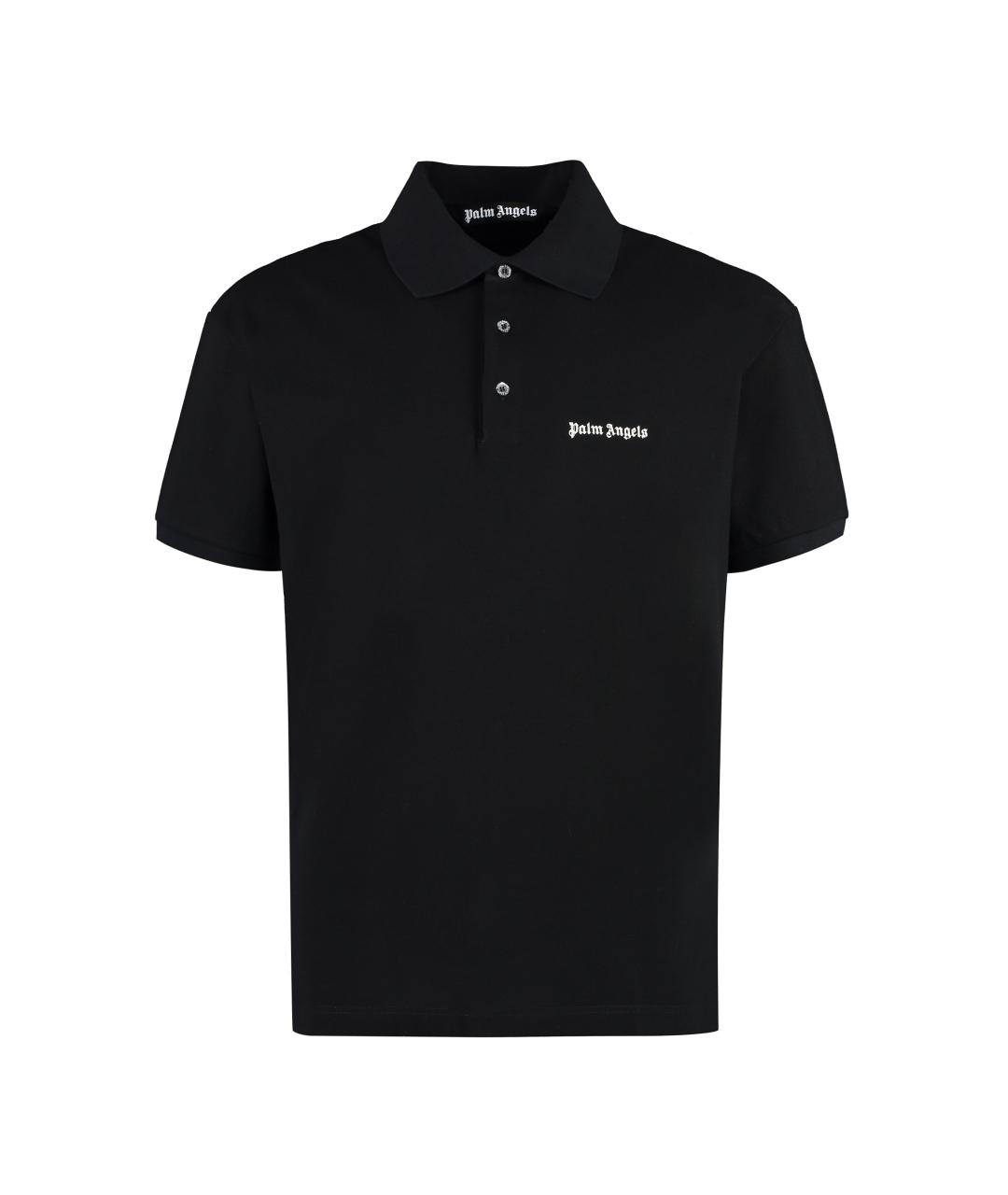 PALM ANGELS Черное хлопковое поло с коротким рукавом, фото 1