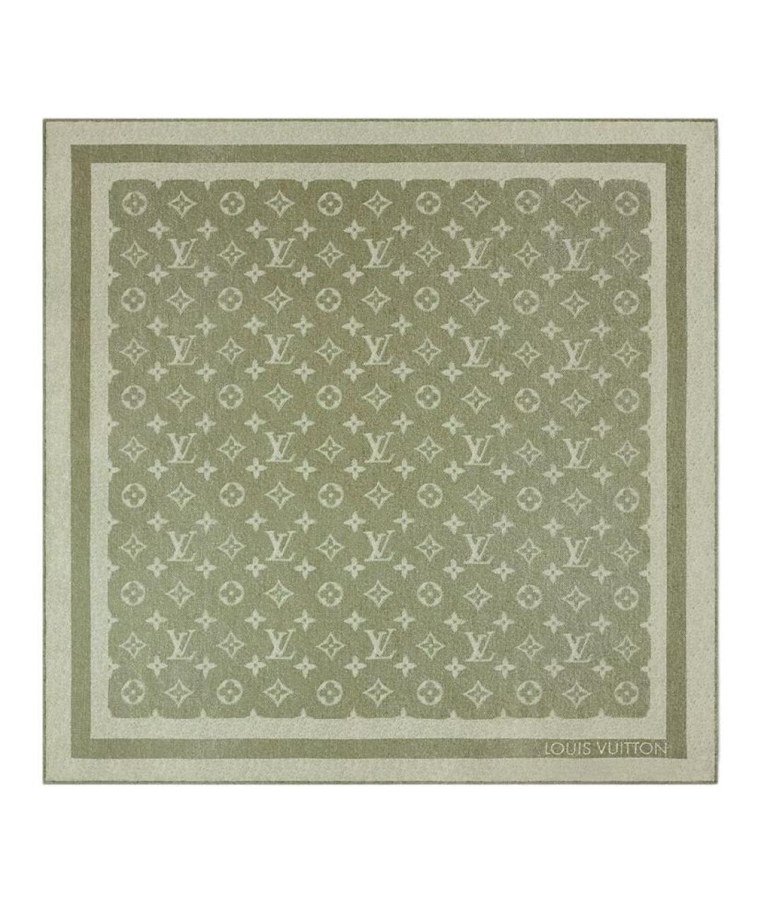 LOUIS VUITTON Зеленый шелковый шарф, фото 1