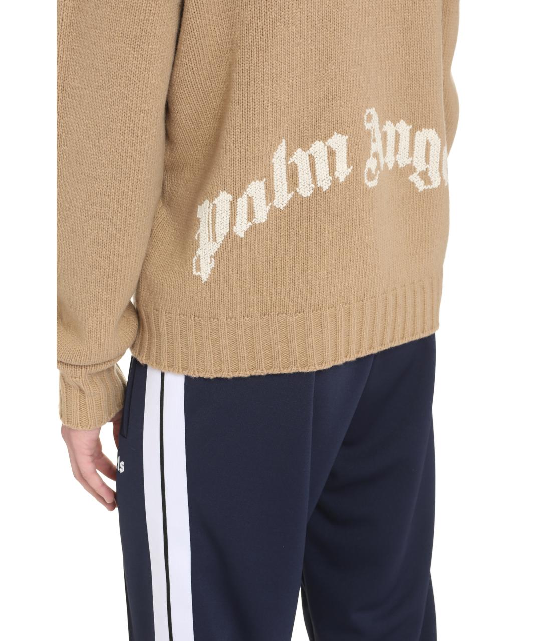 PALM ANGELS Бежевый шерстяной джемпер / свитер, фото 5