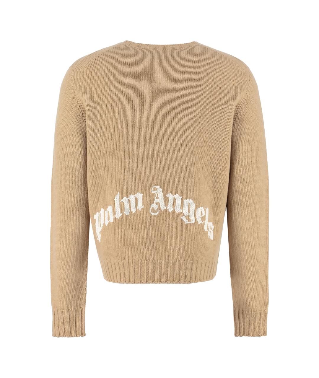 PALM ANGELS Бежевый шерстяной джемпер / свитер, фото 2