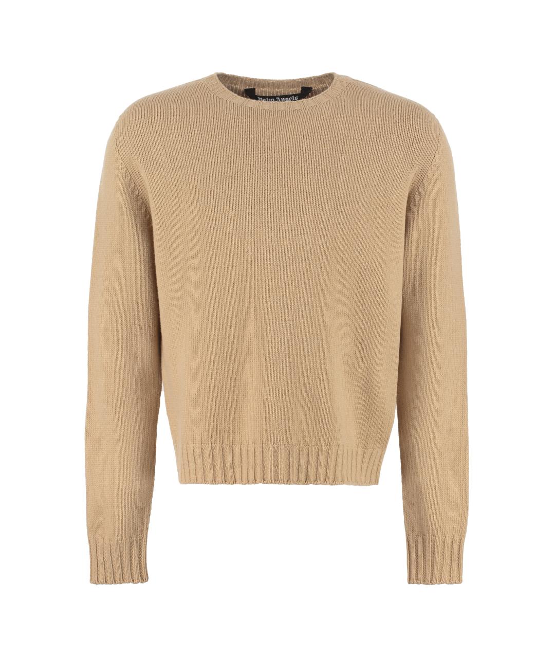 PALM ANGELS Бежевый шерстяной джемпер / свитер, фото 1