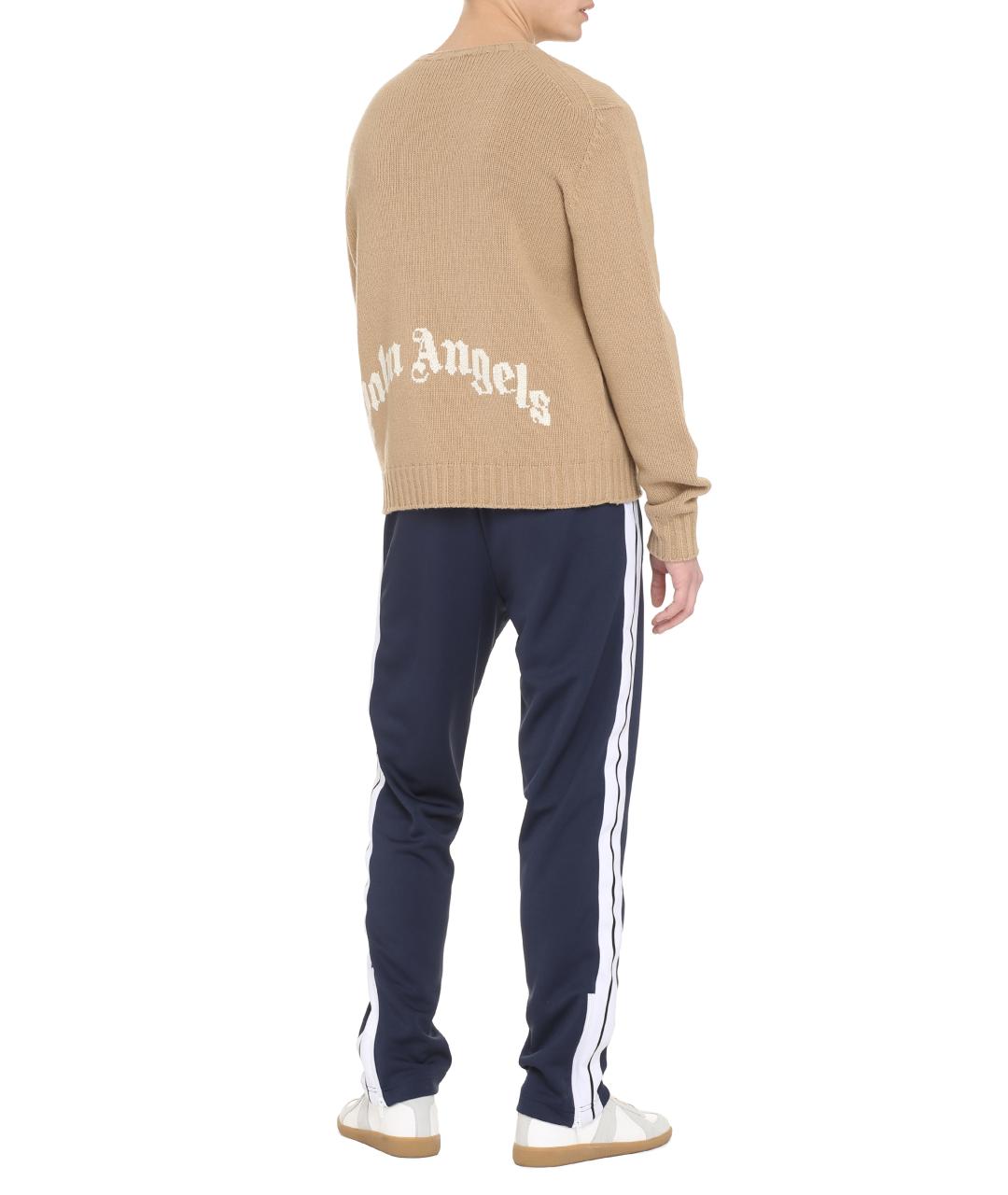 PALM ANGELS Бежевый шерстяной джемпер / свитер, фото 4