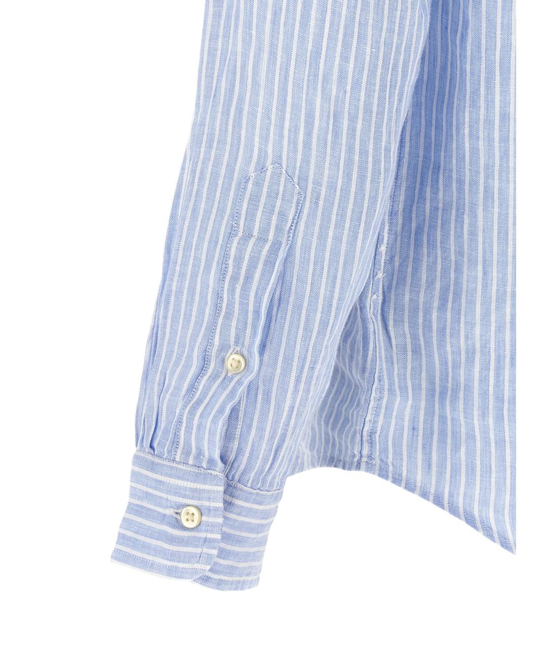 POLO RALPH LAUREN Голубая льняная кэжуал рубашка, фото 4