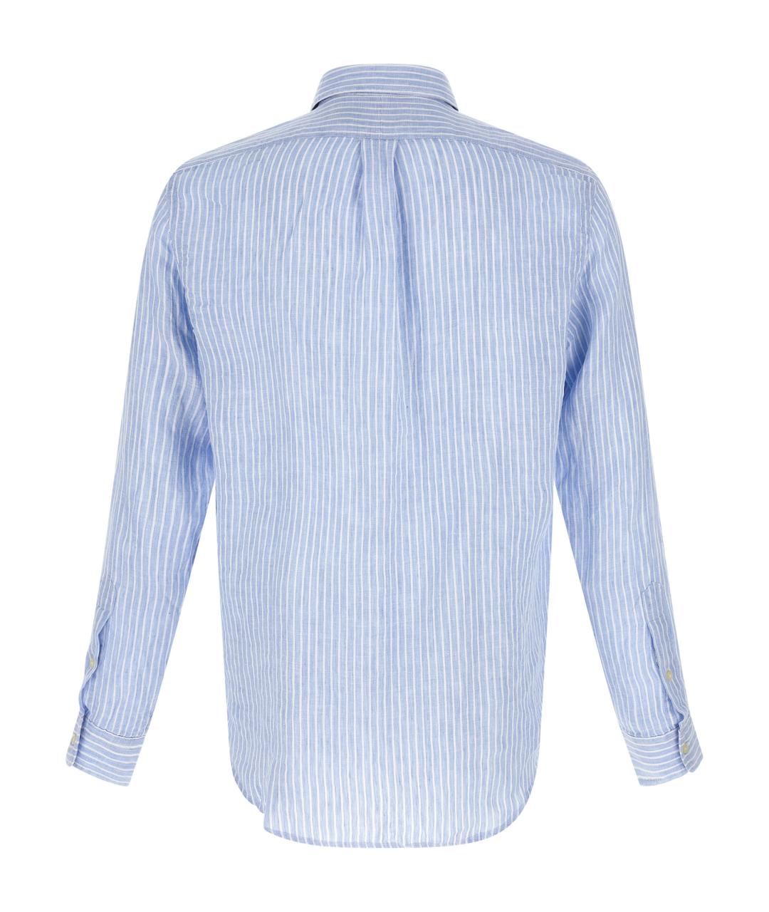 POLO RALPH LAUREN Голубая льняная кэжуал рубашка, фото 2