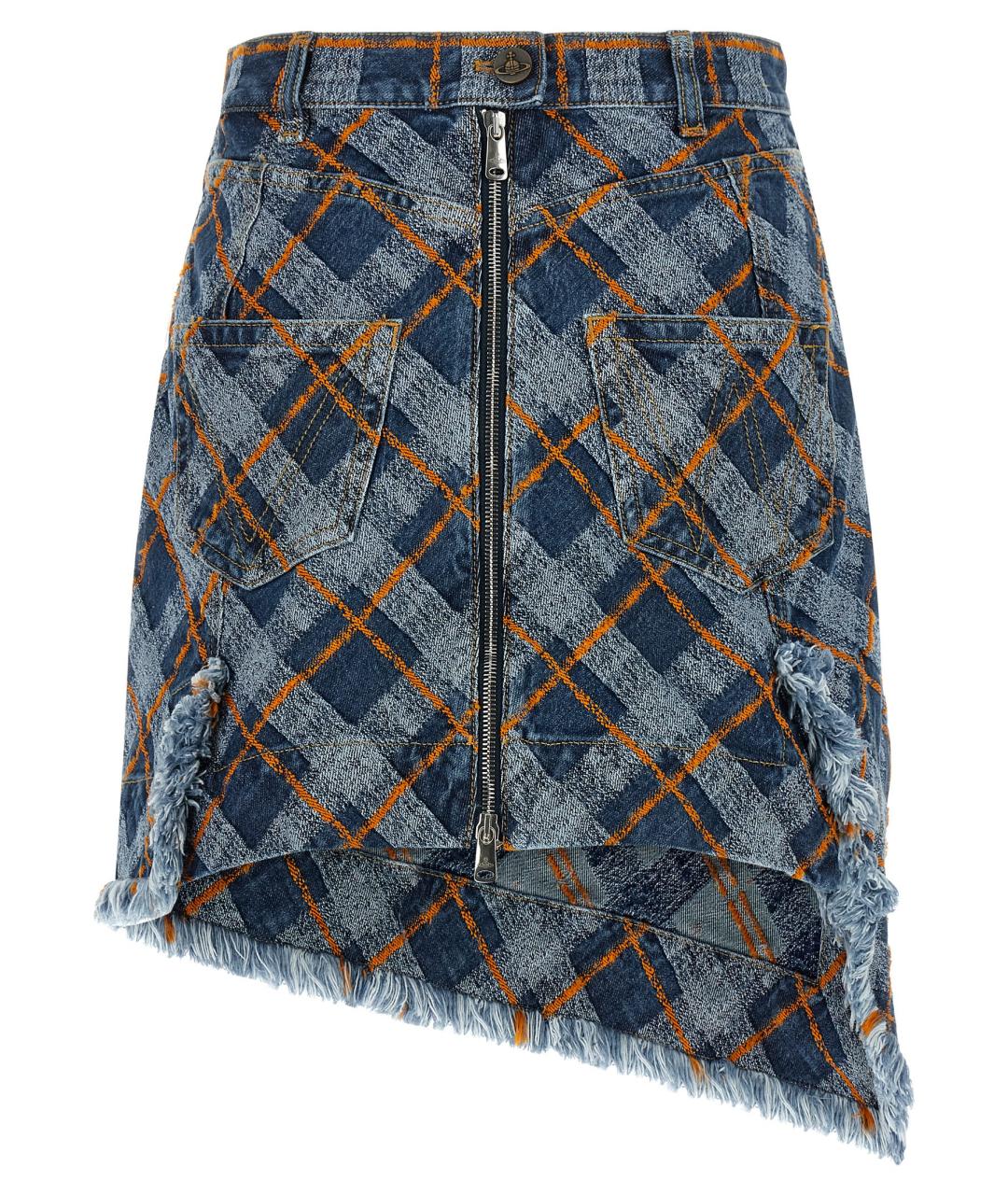 VIVIENNE WESTWOOD Синяя хлопковая юбка мини, фото 2