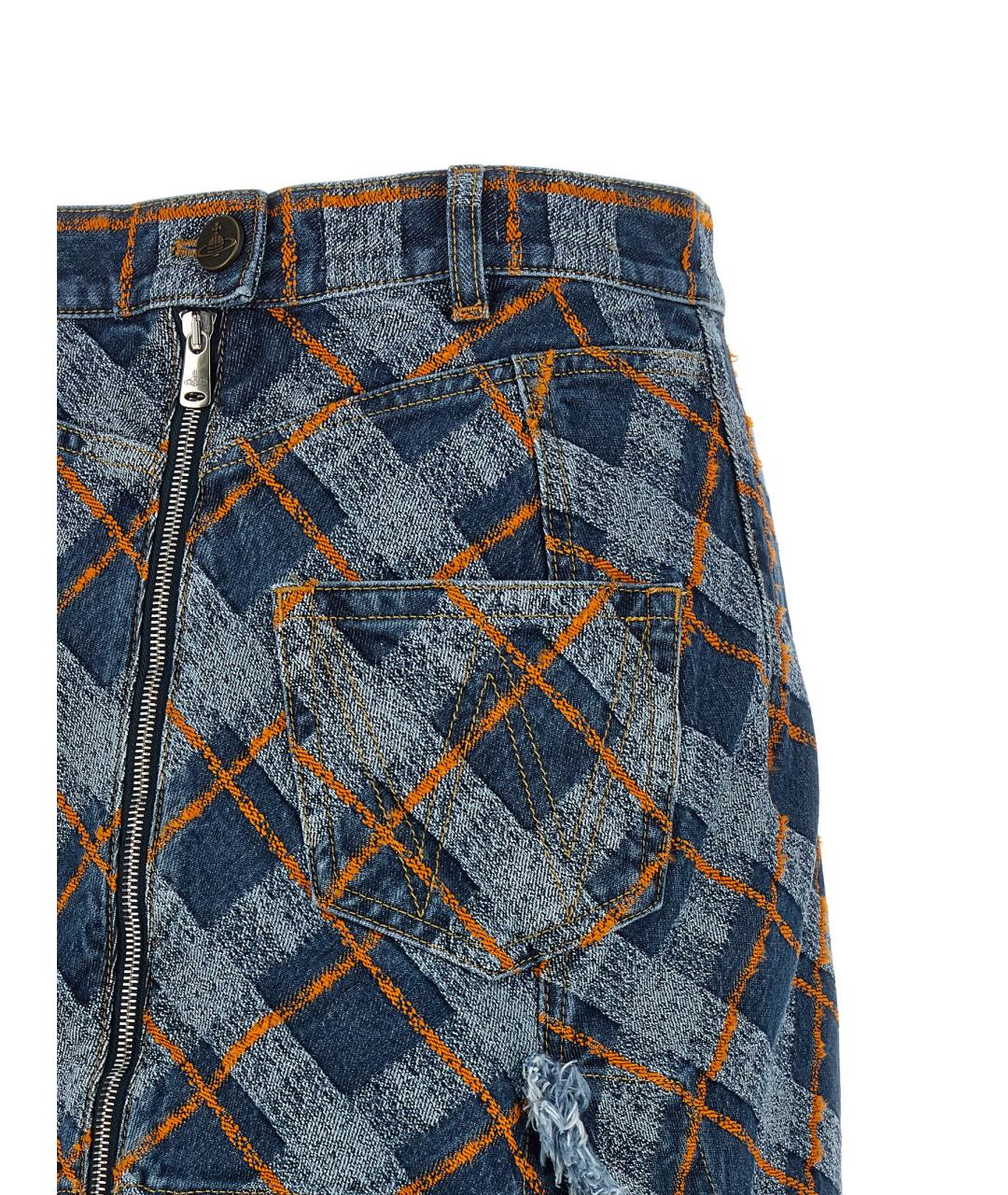 VIVIENNE WESTWOOD Синяя хлопковая юбка мини, фото 4