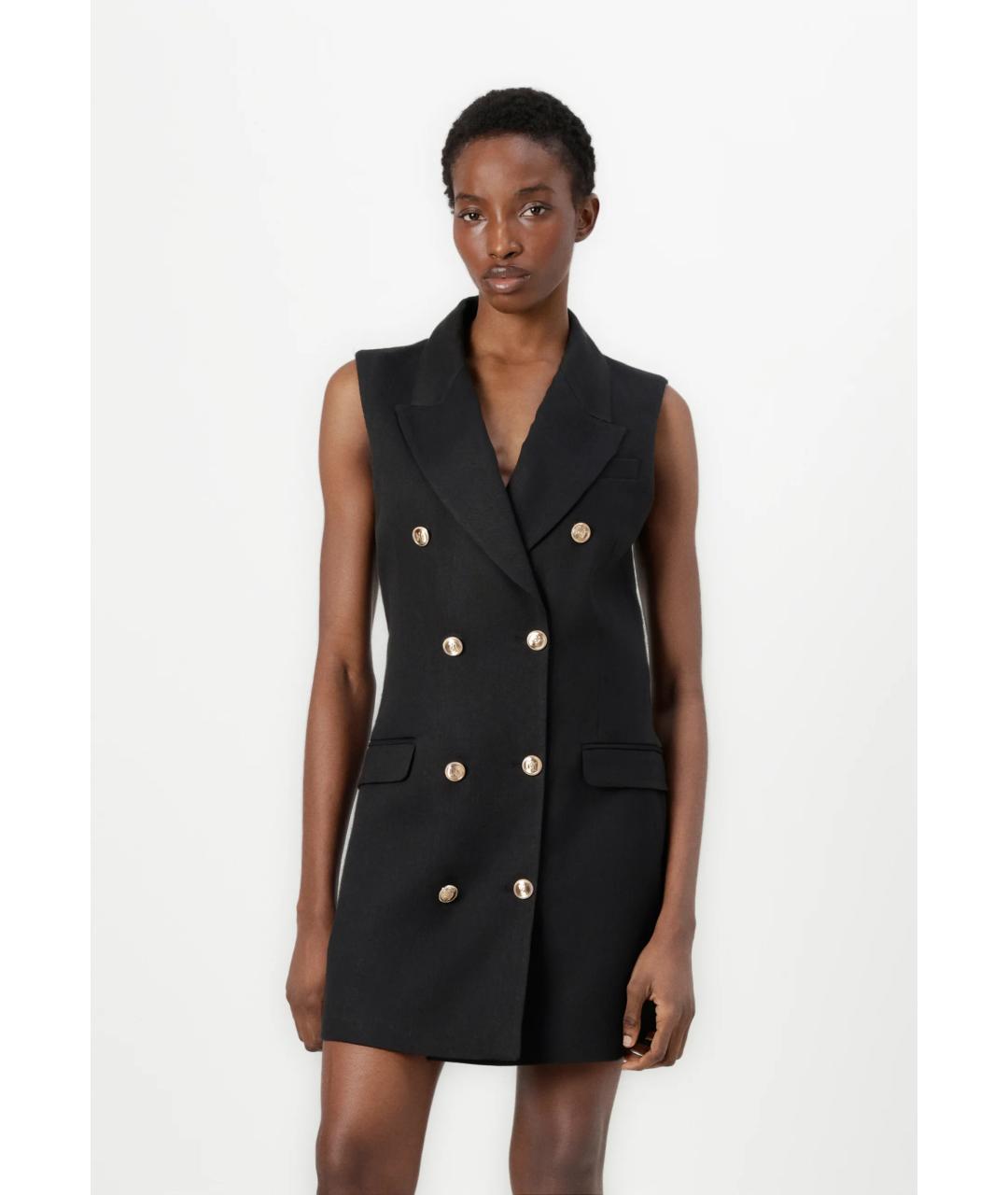 ELISABETTA FRANCHI Черное льняное повседневное платье, фото 3