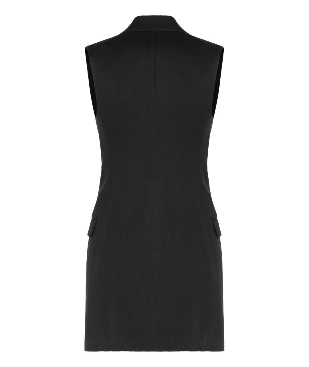 ELISABETTA FRANCHI Черное льняное повседневное платье, фото 2