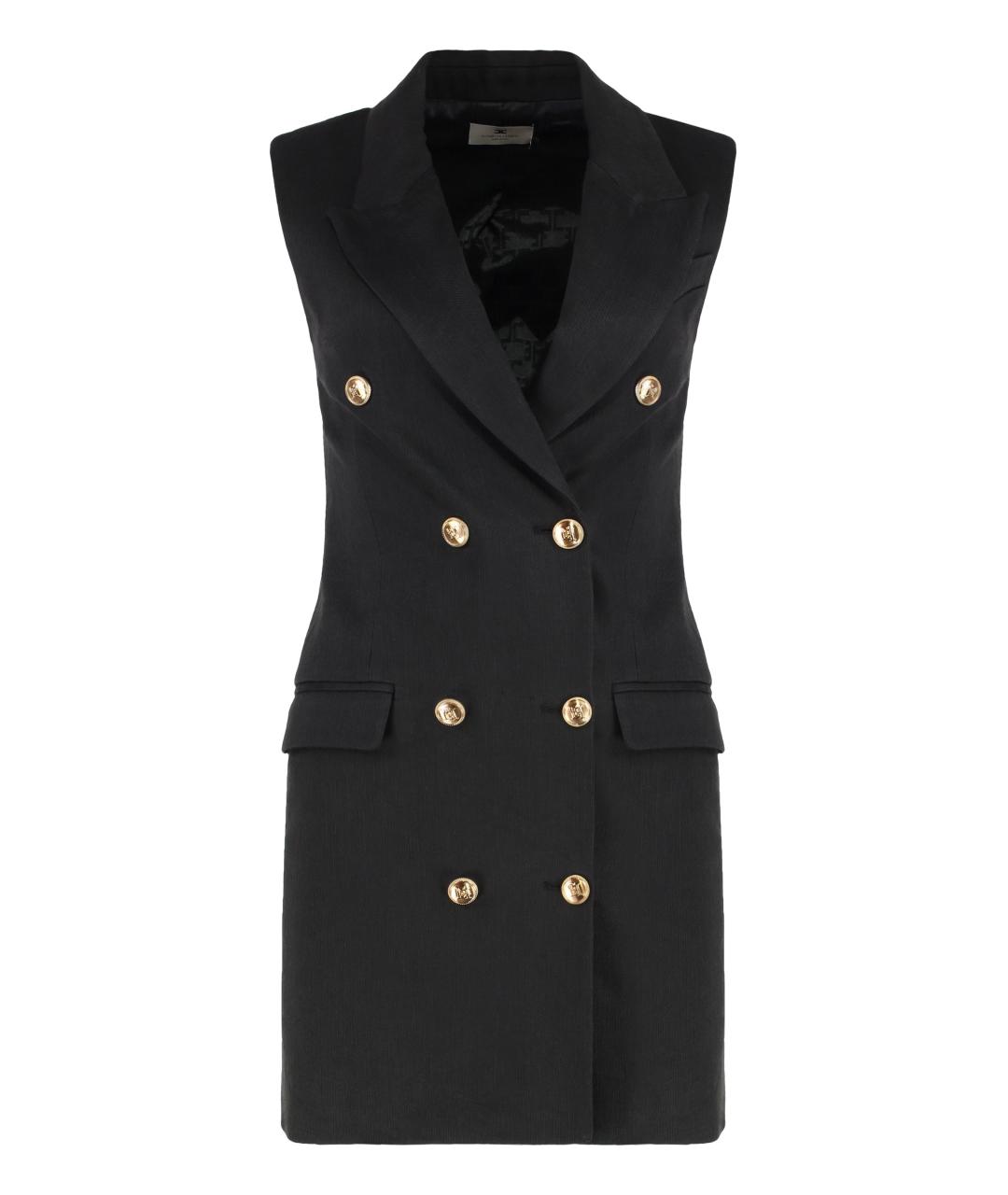 ELISABETTA FRANCHI Черное льняное повседневное платье, фото 1