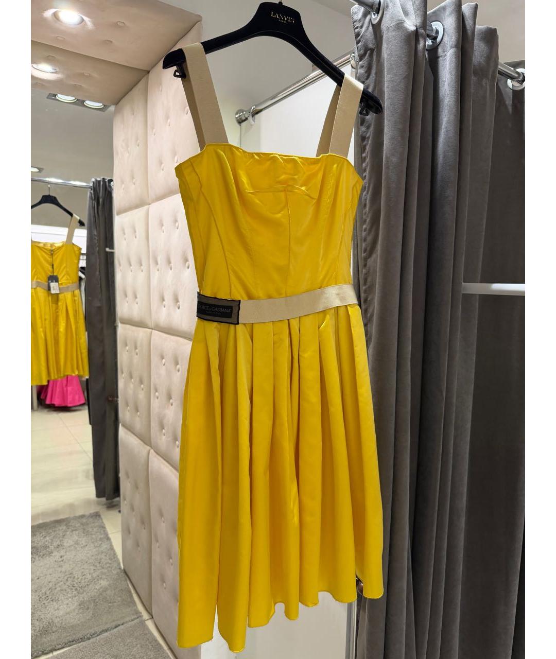 DOLCE&GABBANA Золотое шелковое платье, фото 2