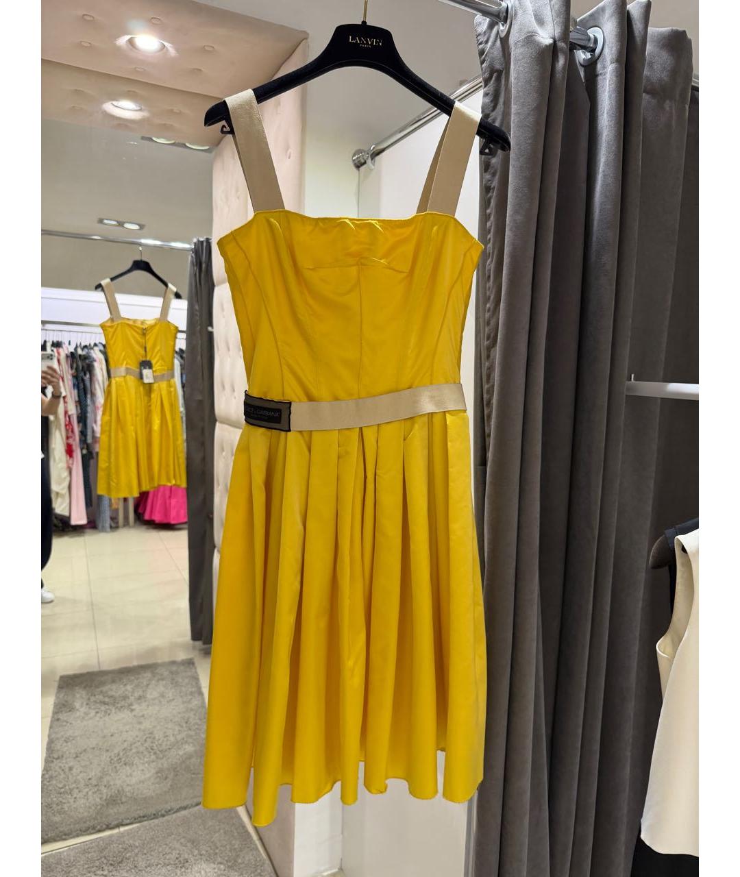 DOLCE&GABBANA Золотое шелковое платье, фото 3