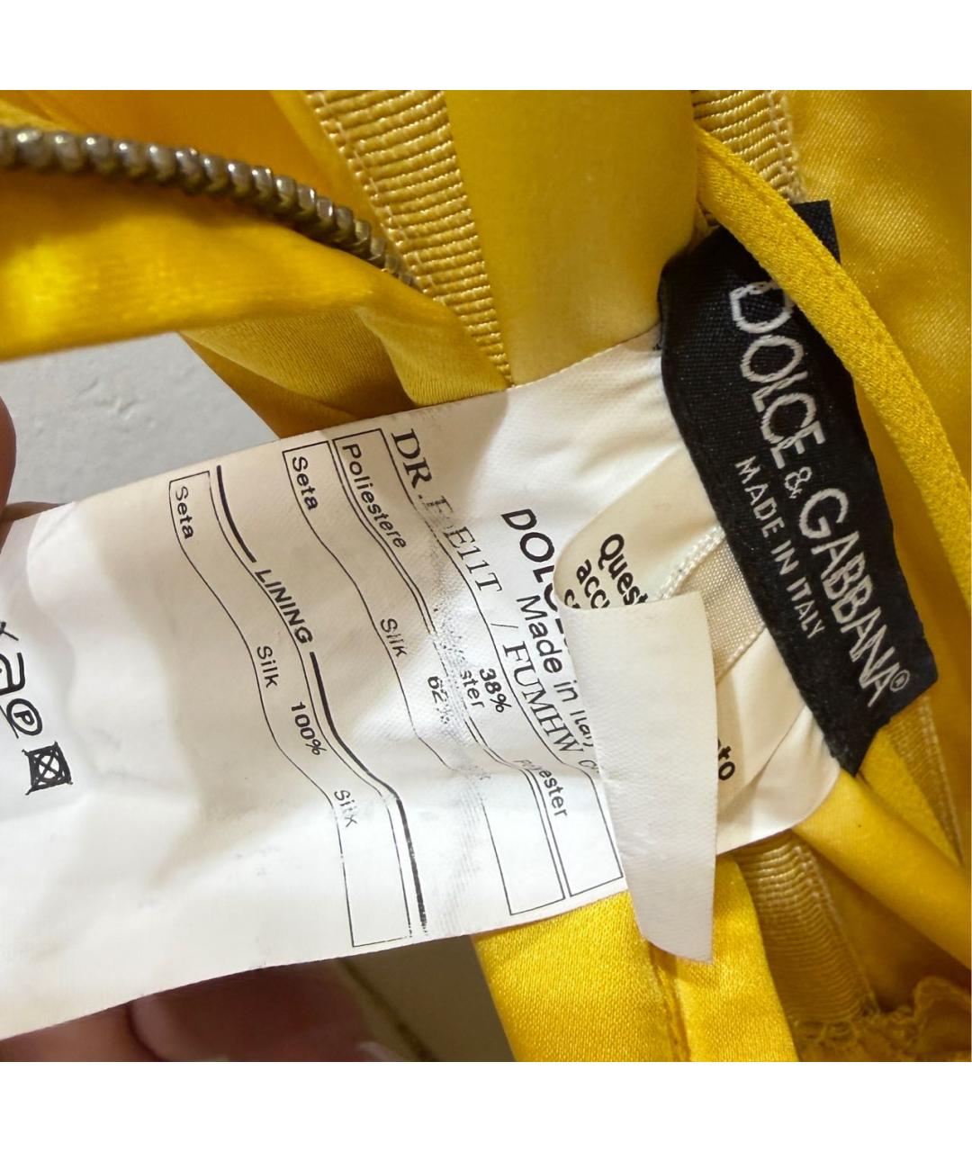 DOLCE&GABBANA Золотое шелковое платье, фото 6