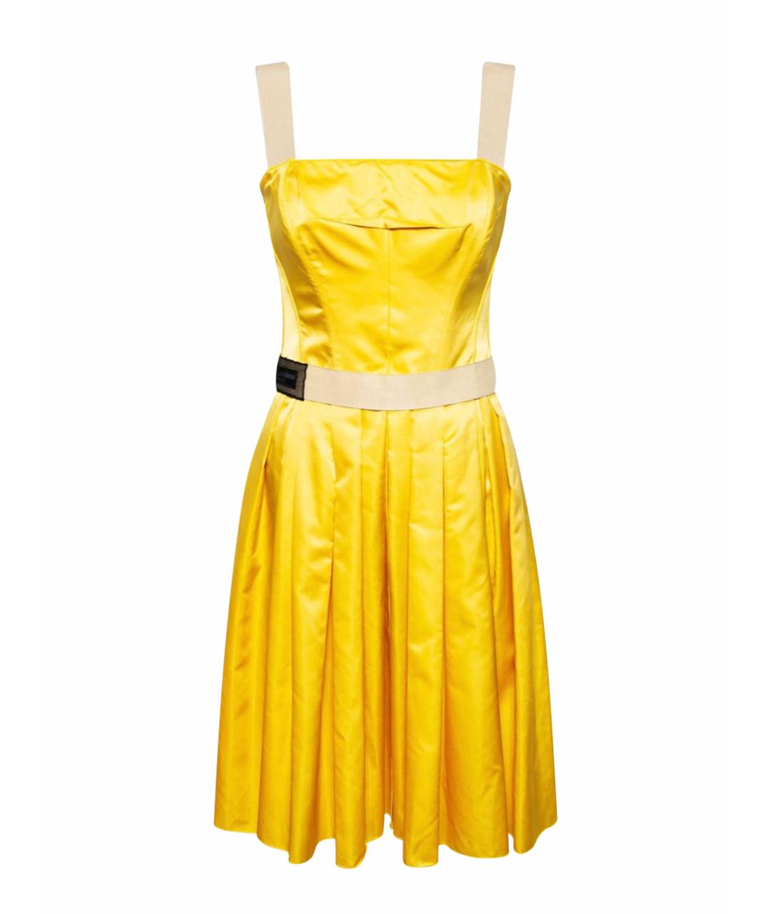 DOLCE&GABBANA Золотое шелковое платье, фото 1