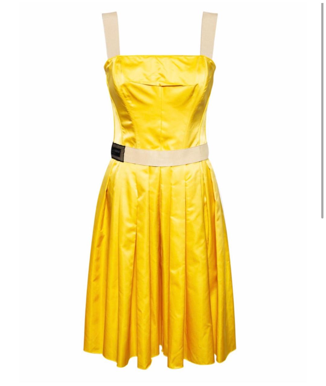 DOLCE&GABBANA Золотое шелковое платье, фото 7