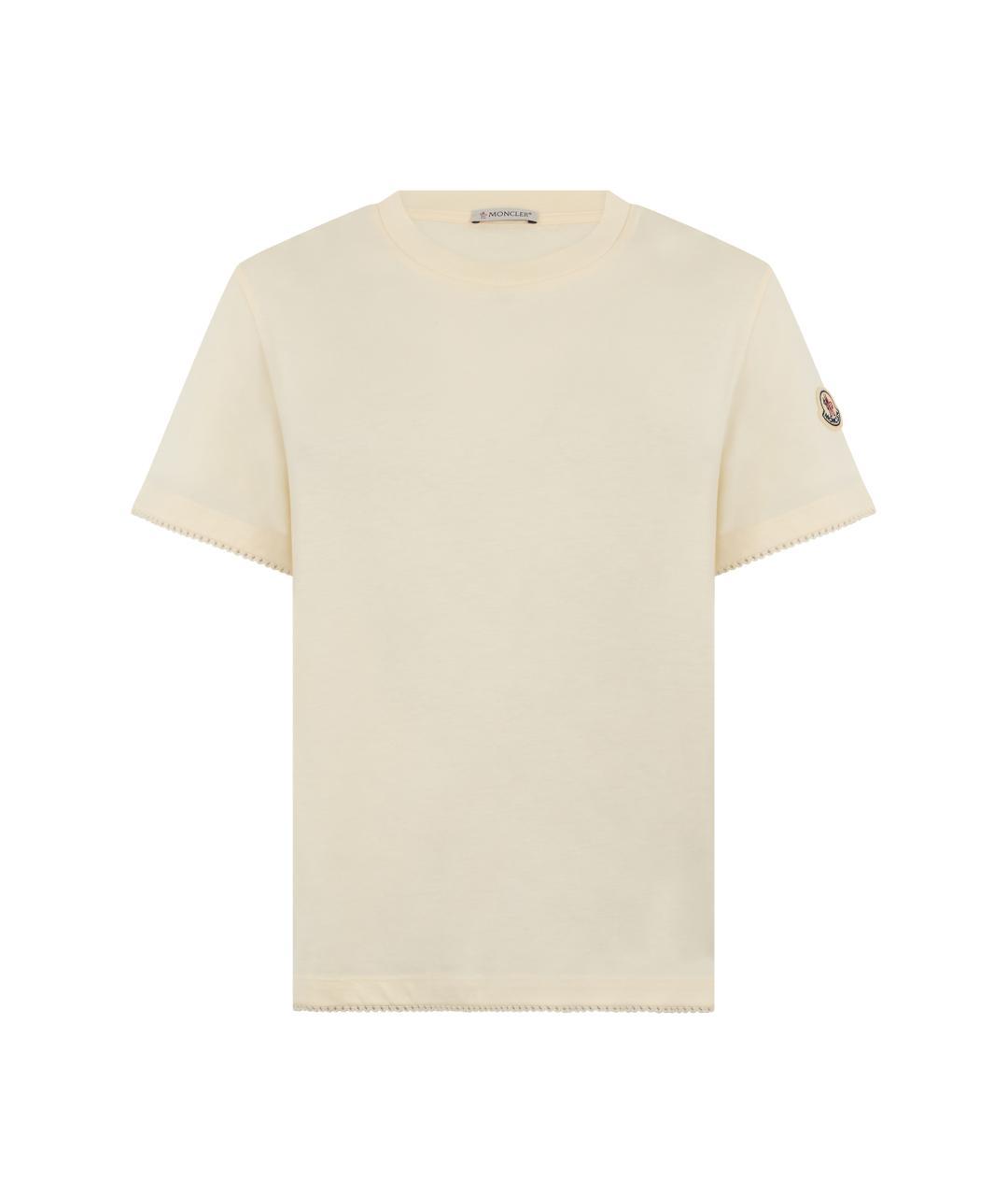 MONCLER Бежевая хлопковая футболка, фото 3