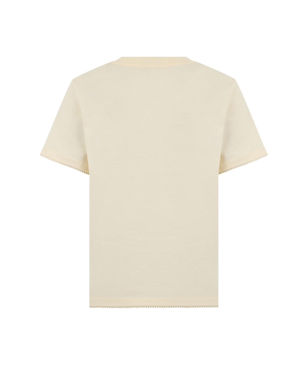 MONCLER Бежевая хлопковая футболка, фото 2