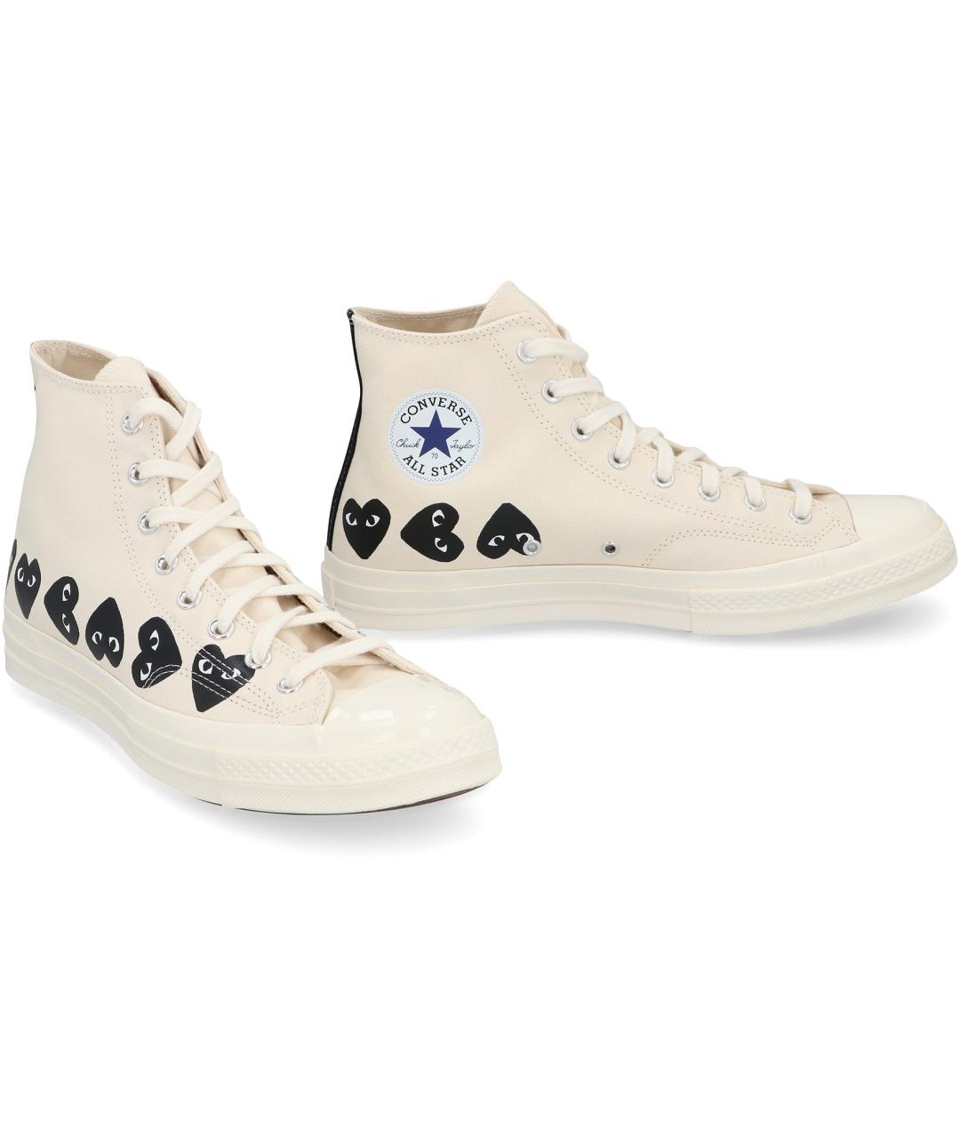 COMME DES GARÇONS PLAY Белые текстильные высокие кроссовки / кеды, фото 2