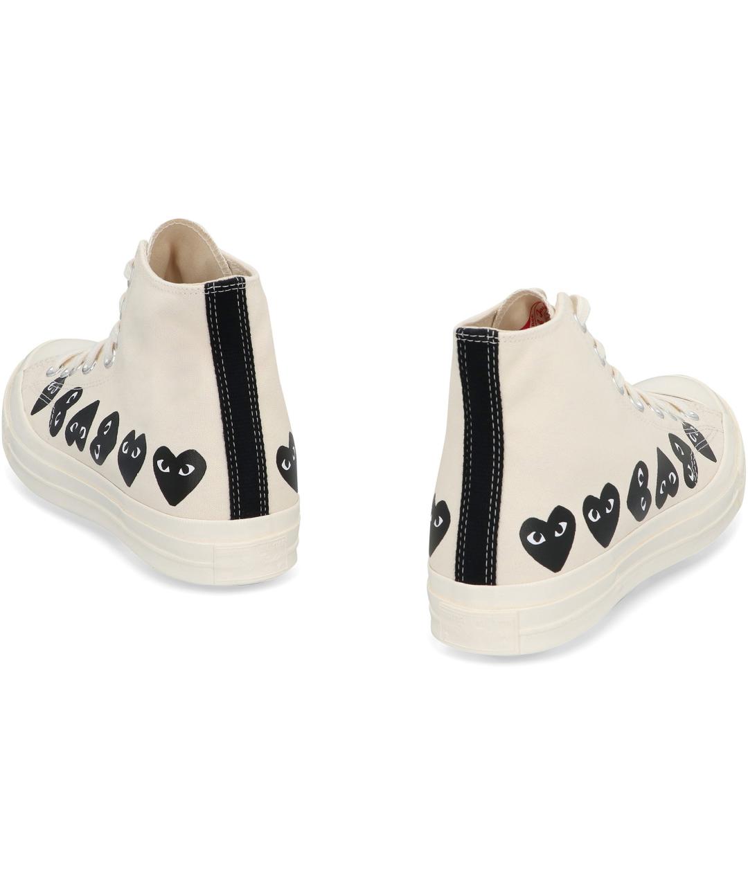 COMME DES GARÇONS PLAY Белые текстильные высокие кроссовки / кеды, фото 3