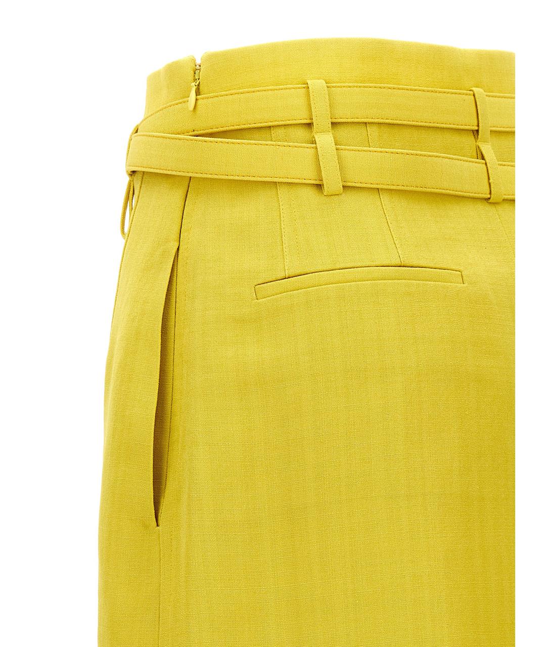 JIL SANDER Желтая вискозная юбка миди, фото 4