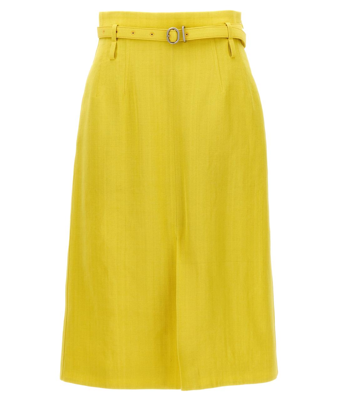 JIL SANDER Желтая вискозная юбка миди, фото 1