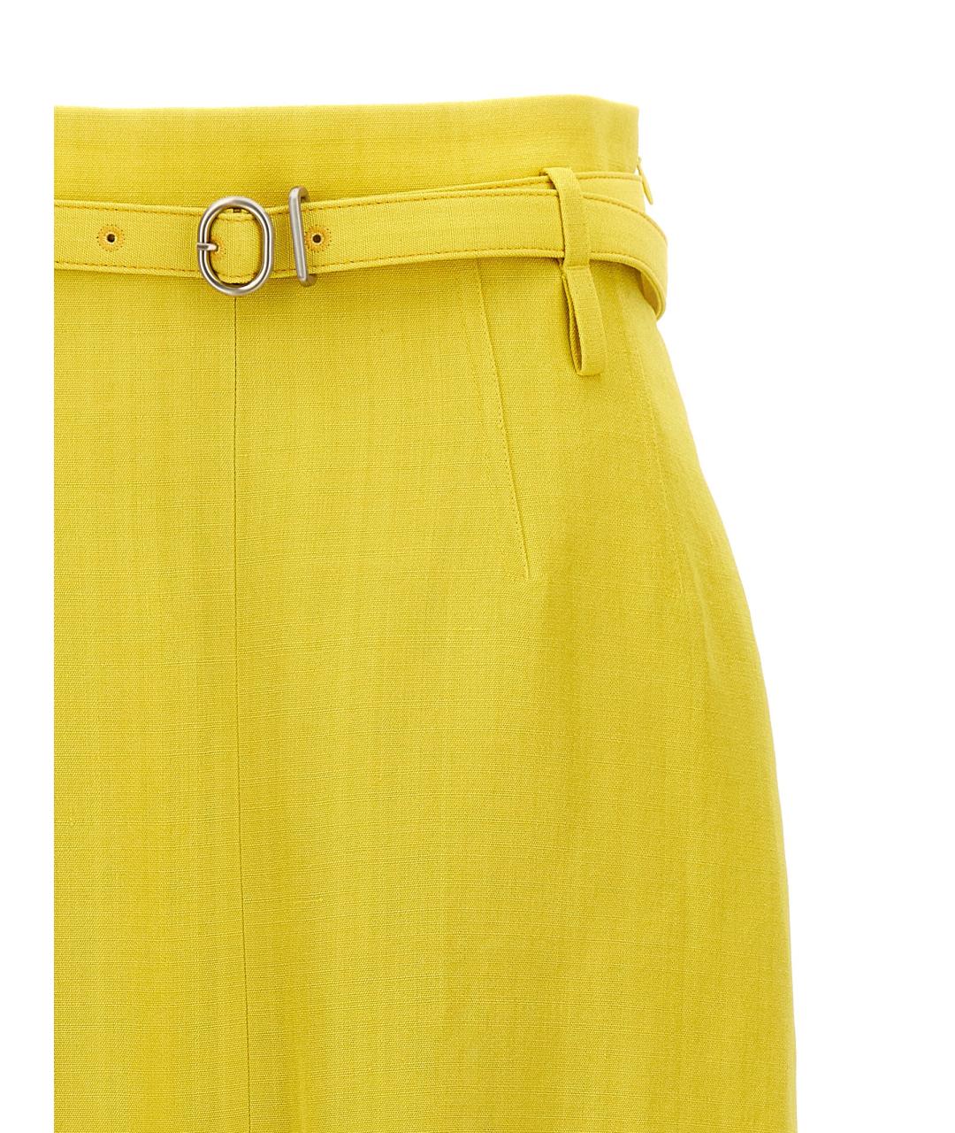 JIL SANDER Желтая вискозная юбка миди, фото 3