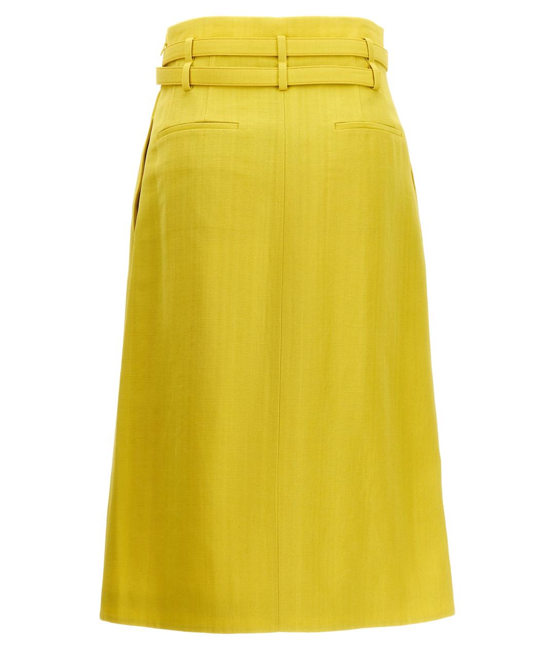 JIL SANDER Желтая вискозная юбка миди, фото 2