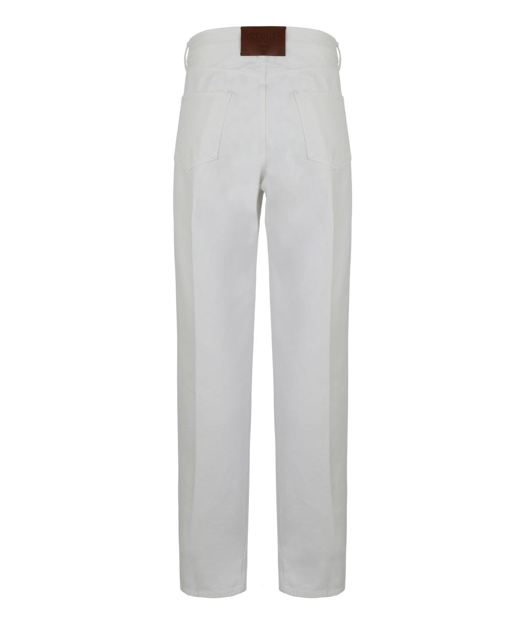 CELINE Белые хлопковые прямые джинсы, фото 2